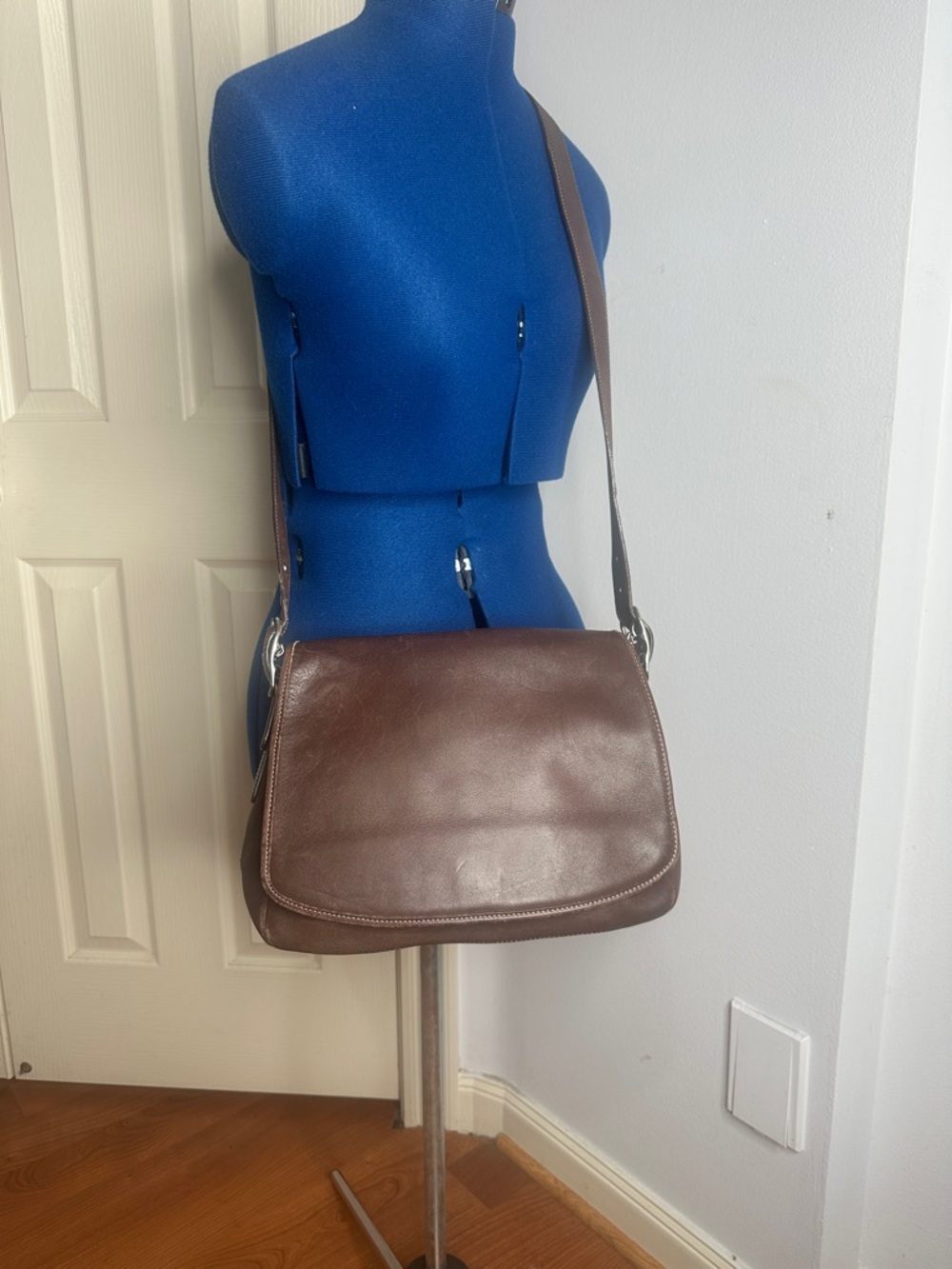 Coach Brown Leather Messenger Bag with Adjustable Strap